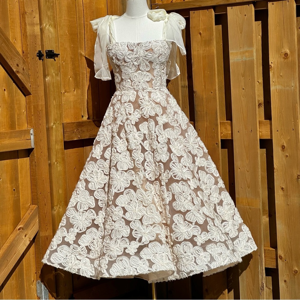 🆕 BRONX & BANCO 🧿 NWOT Sabrina White Bridal Midi Dress, Sz L / US 8 - Picture 7 of 17